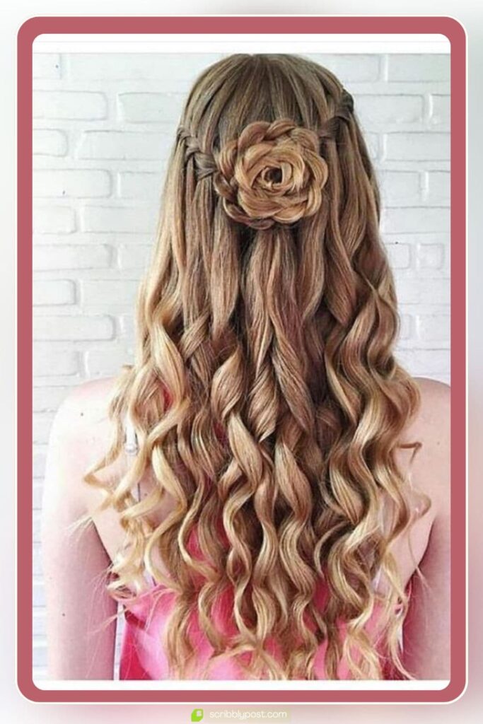 Braided Rose Half-Up Hairstyle