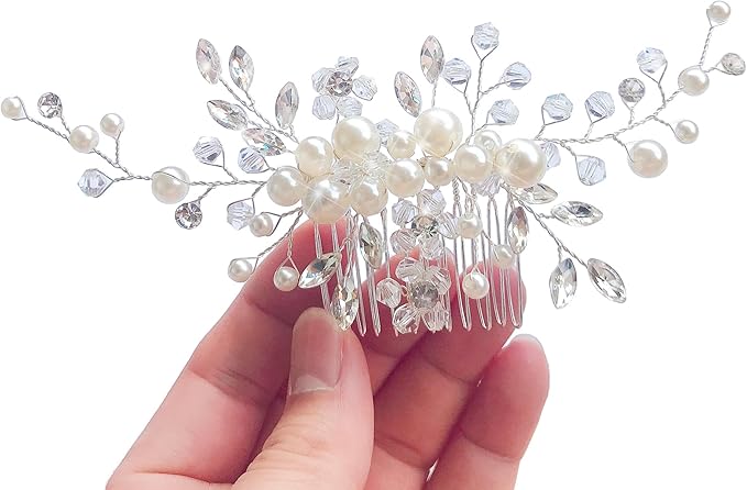 Bridal Hair Comb Pearl and Crystal