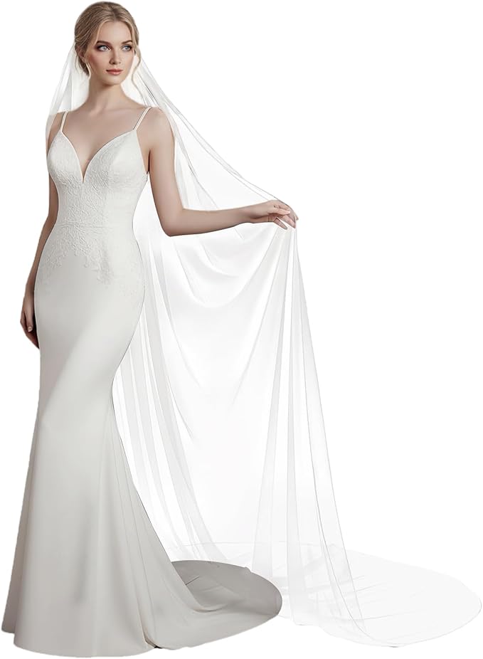 Cathedral length veil plain edge