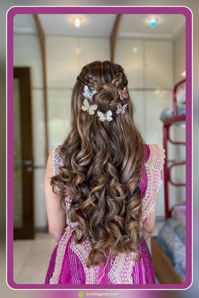 Curly Half-Up with Butterfly Clips