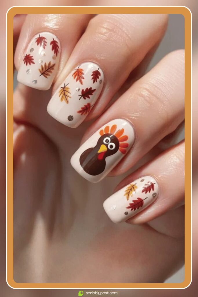 Cute Thanksgiving Turkey Nails