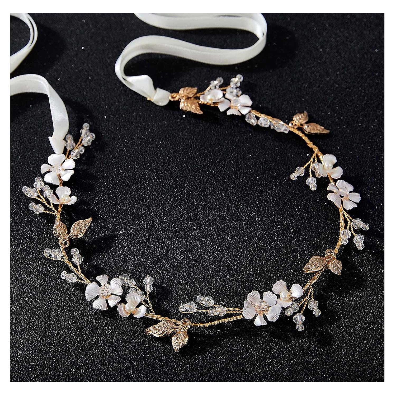 Floral bridal headband pearl