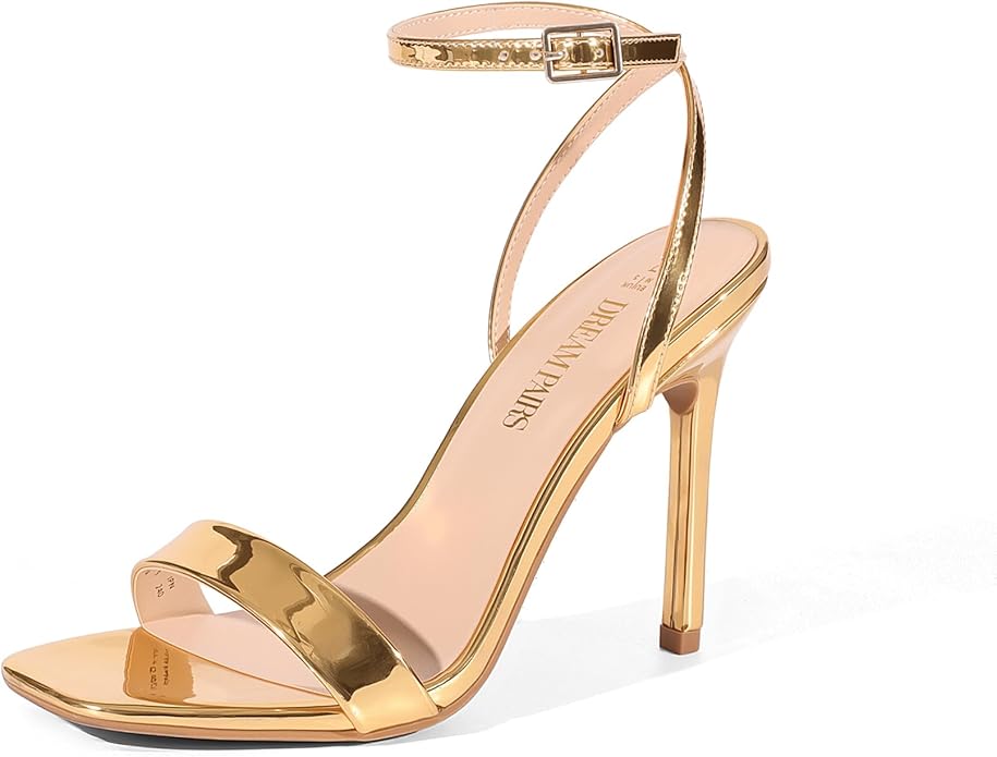 Gold-tone bridal heels strappy