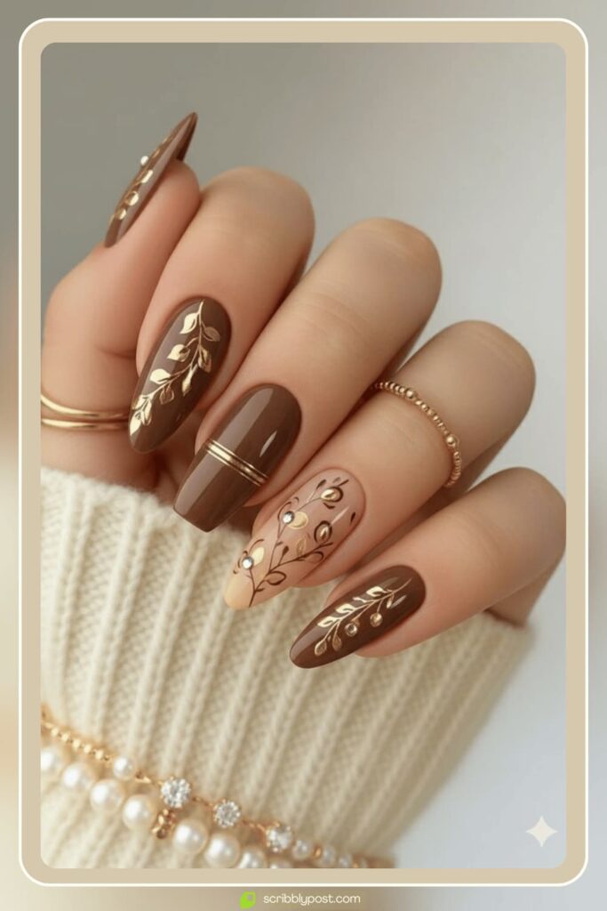 Golden Leaf Luxe Nails