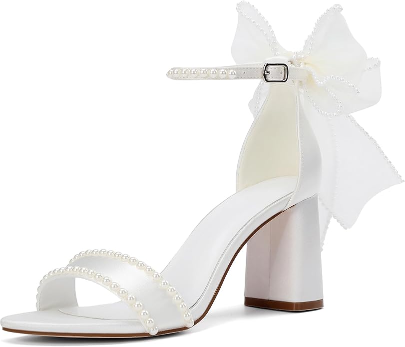 Ivory bridal heels with bow detail