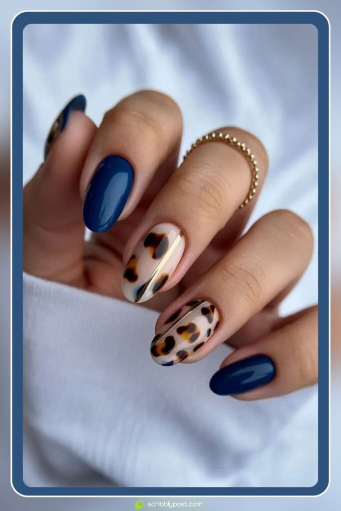 Navy Blue & Tortoiseshell Nails