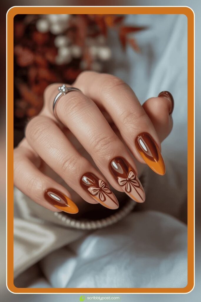 Pumpkin Bow Nails
