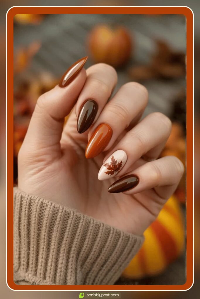 Pumpkin Spice Almond Nails