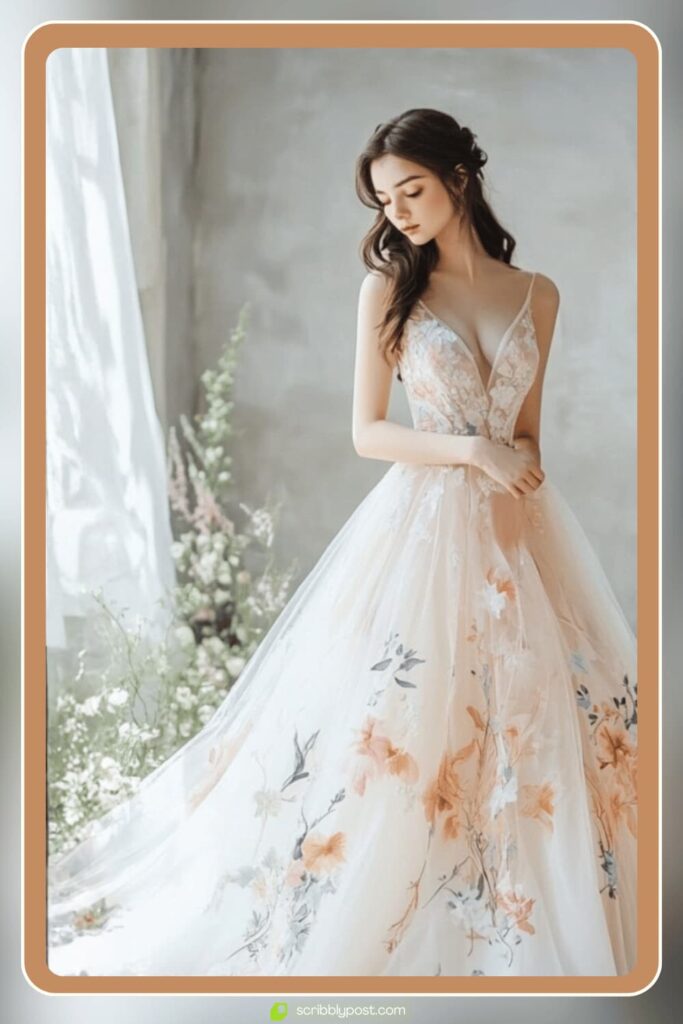 Soft Floral Watercolor Gown