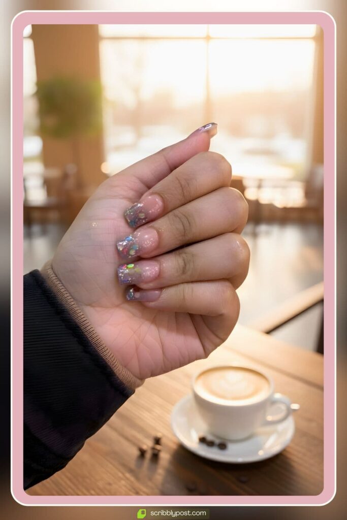 Glitter ombre nail design
