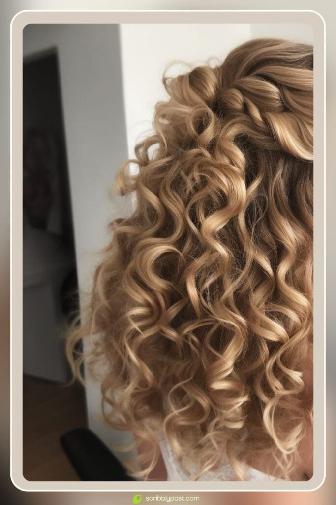 Golden Curly Half-Updo