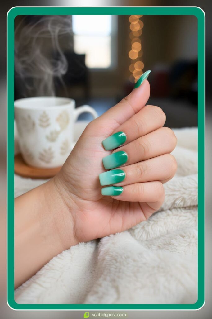 Green ombre nail design
