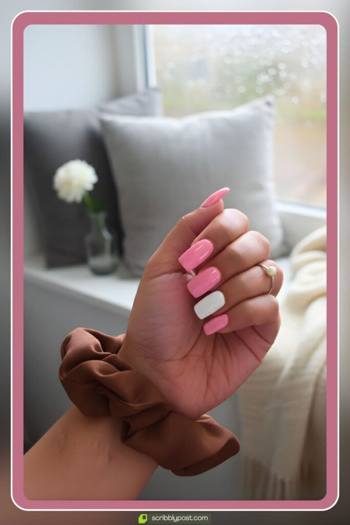 Soft pink and white nails