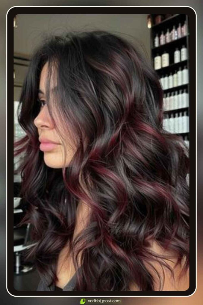 Dark Cherry Red Balayage