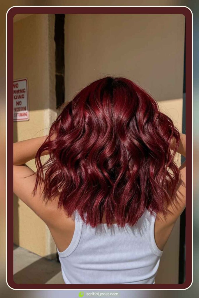Short Burgundy Red Waves