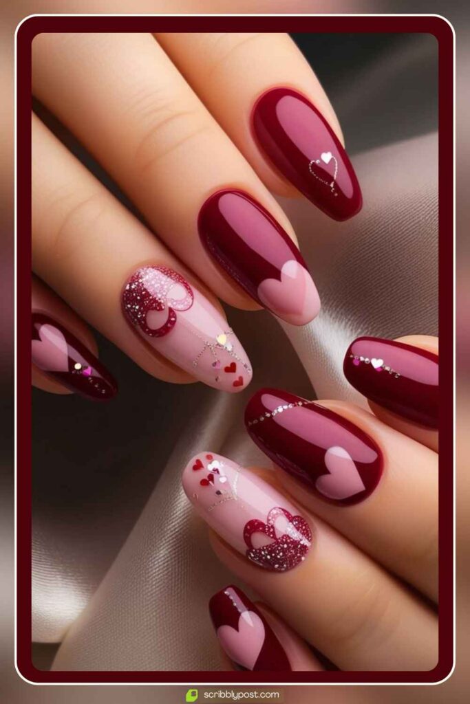 Burgundy & Blush Heart Glam