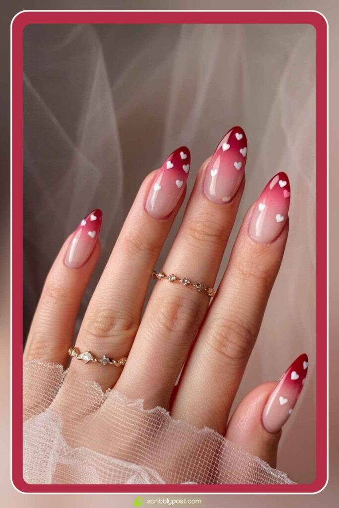 Pink Ombre with Floating White Hearts