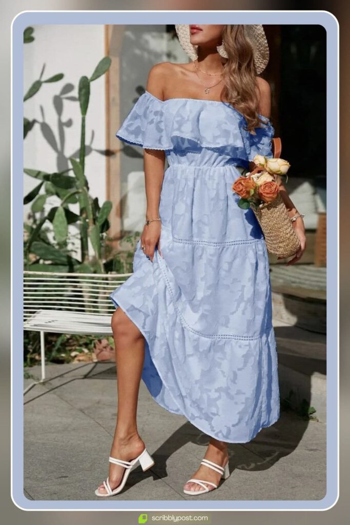 Chiffon Off-Shoulder Midi Dress