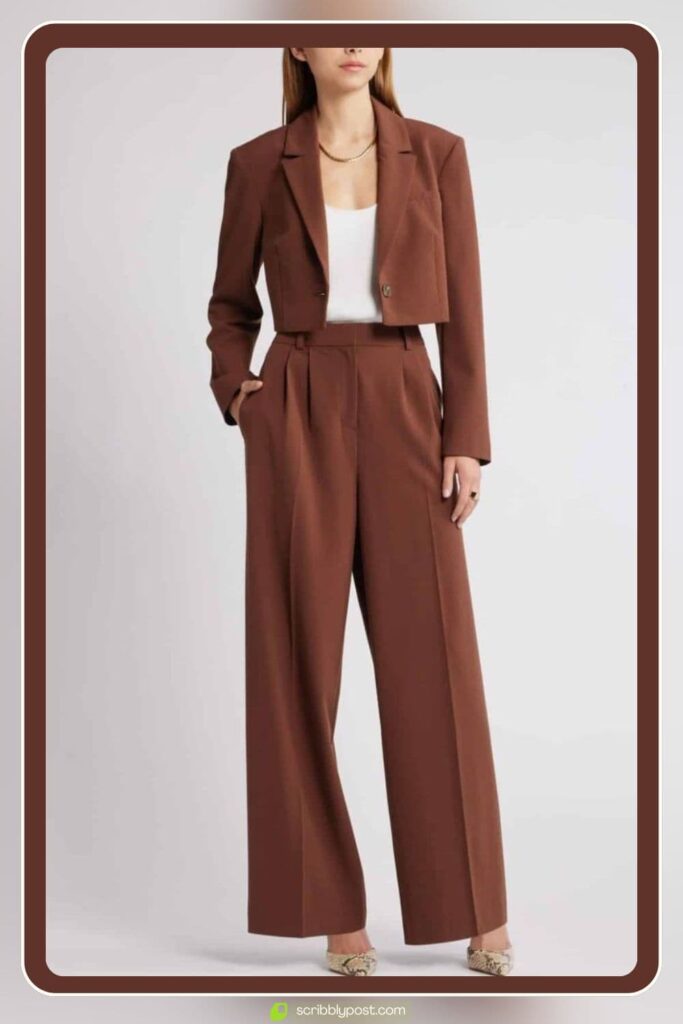 Cropped Blazer with Straight-Cut Trousers