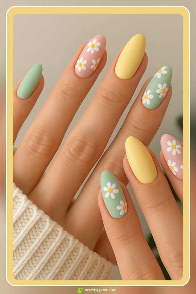 Daisy Accent Nails