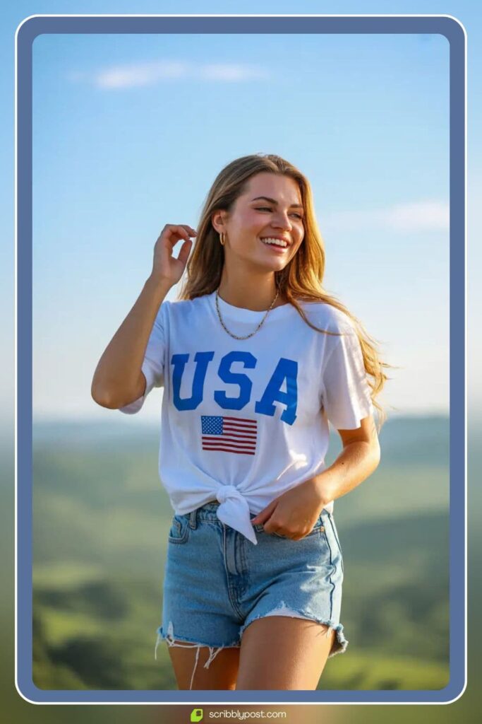 Denim Shorts and Knotted White Tee