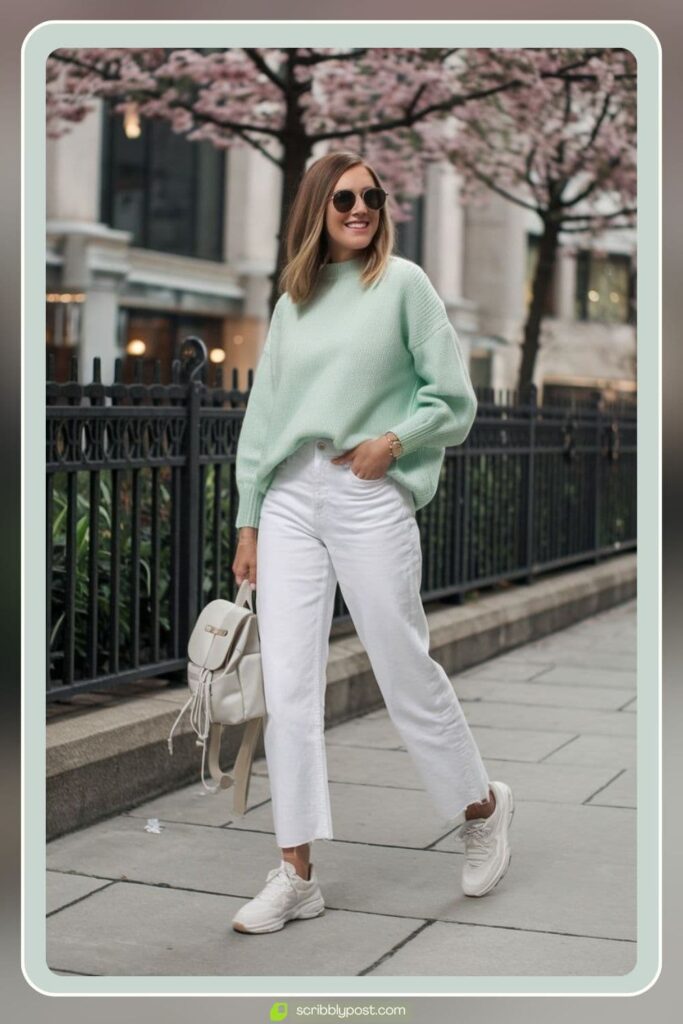 Knit Sweater and White Jeans 