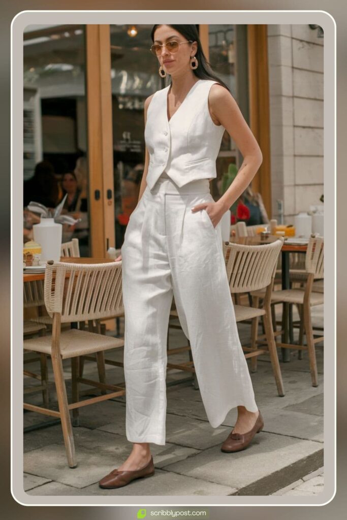 Linen Co-ord Set with Loafers