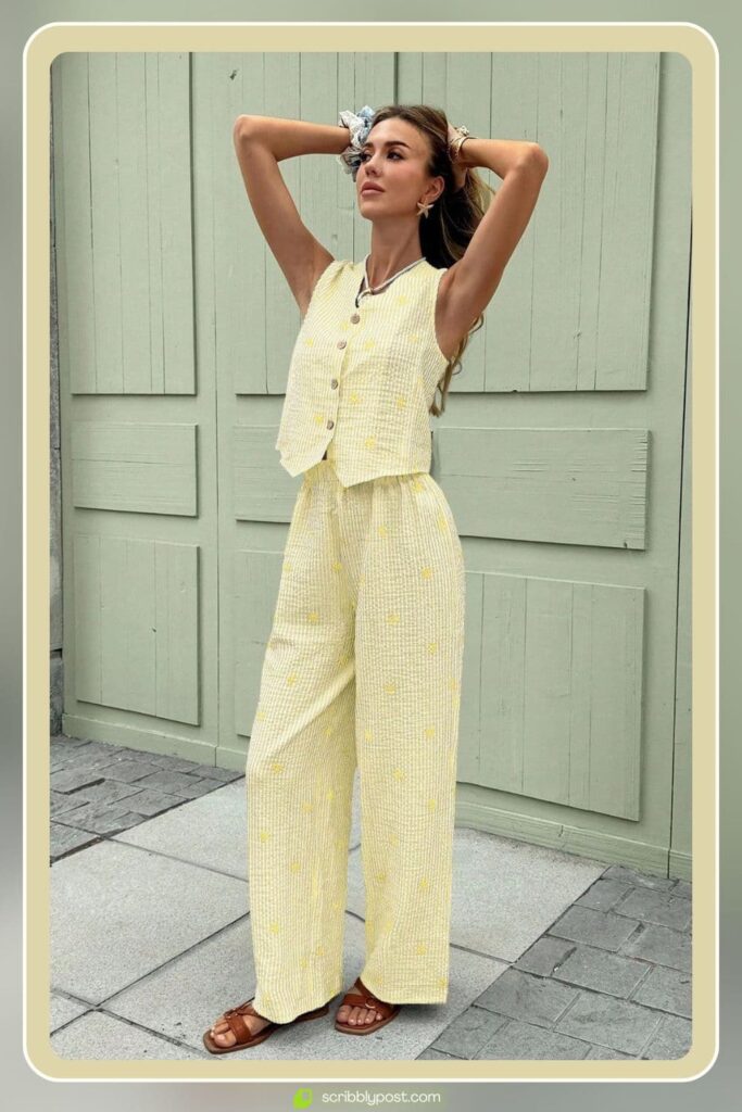 Matching Co-Ord Set with Flat Sandals 