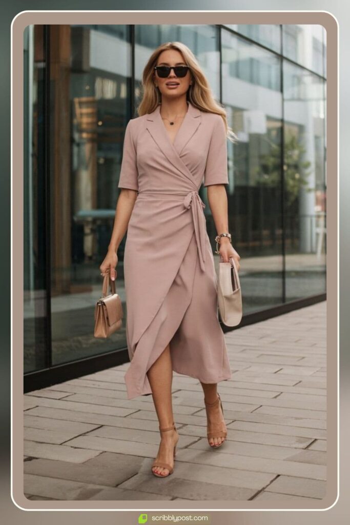 Midi Wrap Dress in a Lightweight Fabric