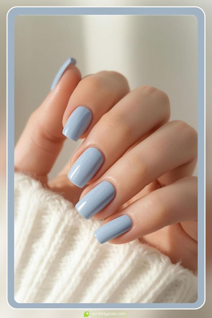 Milky Baby Blue Nails