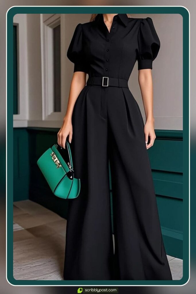 Palazzo Pants with a Structured Blouse