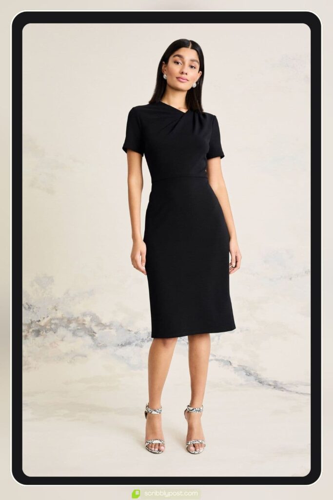 Sheath Dress with Open-Toe Block Heels