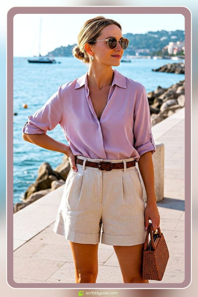 Tailored Bermuda Shorts with a Structured Button-Down