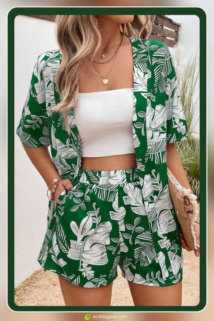 Tropical Print Two-Piece Set