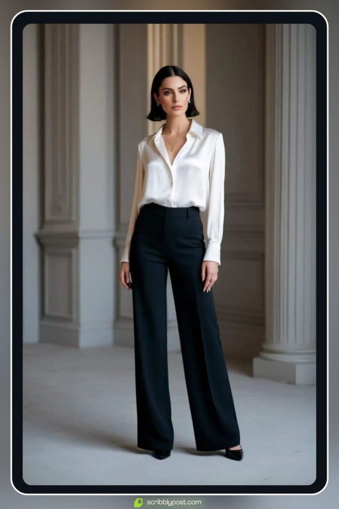 White Button-Down and Black Trousers
