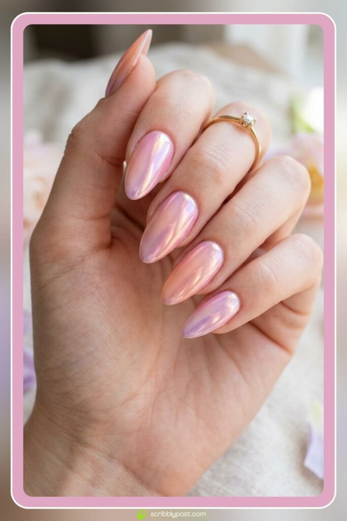 Acrylic Nails Spring in Chrome Pastel