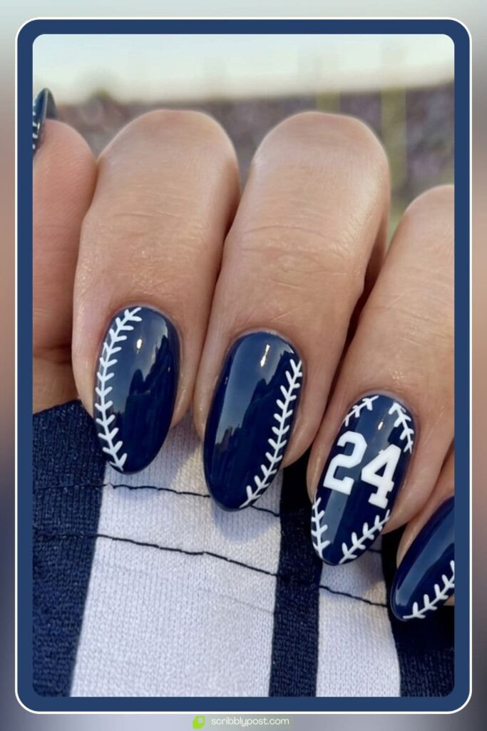 Baseball Nails Ideas with Team Colours