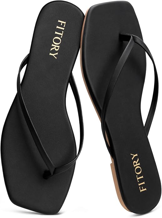 Black Thong Flat Sandals Women