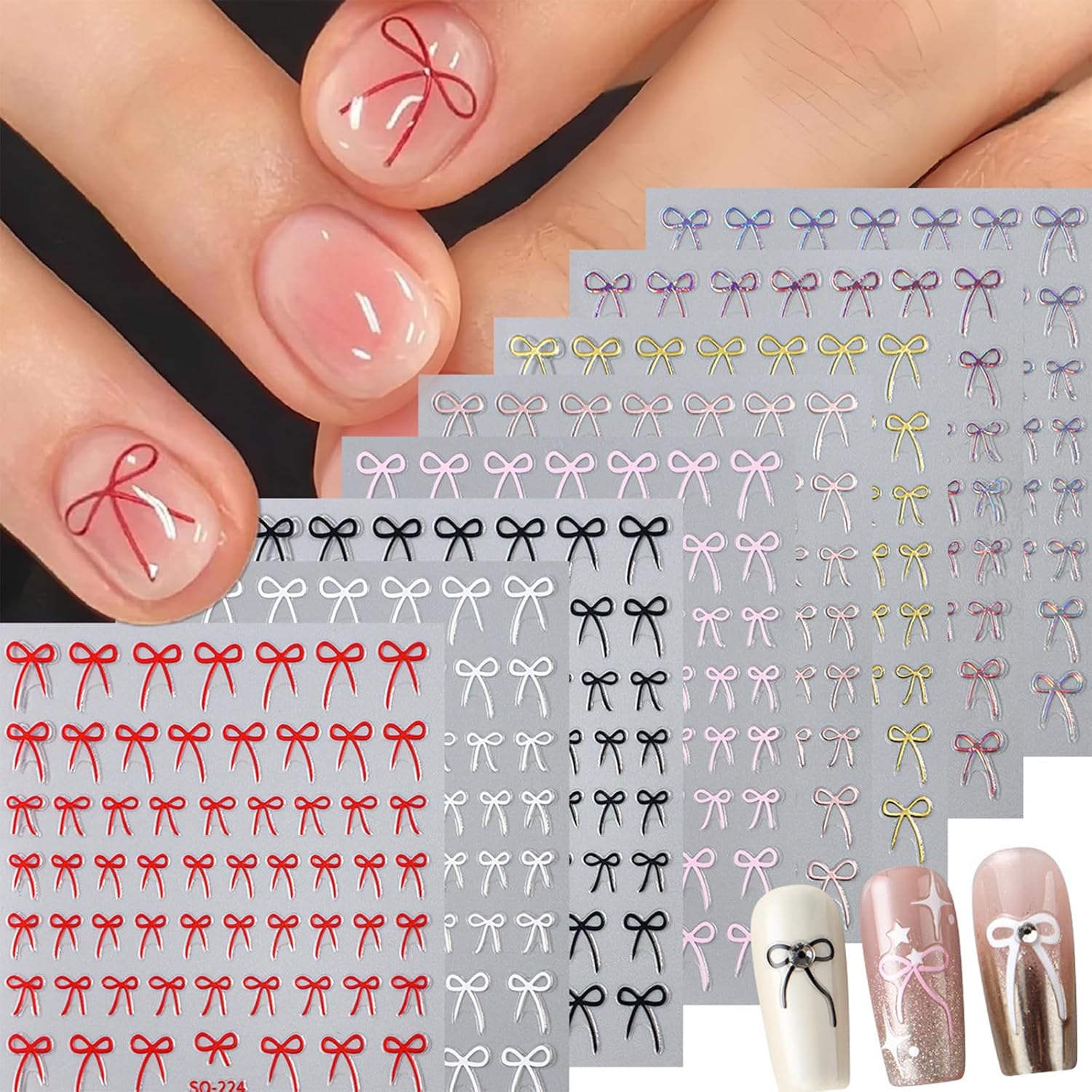 Bow Nail Art Stickers Small