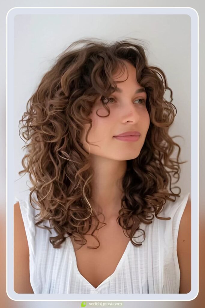 Butterfly Cut Curly Hair at Medium Length