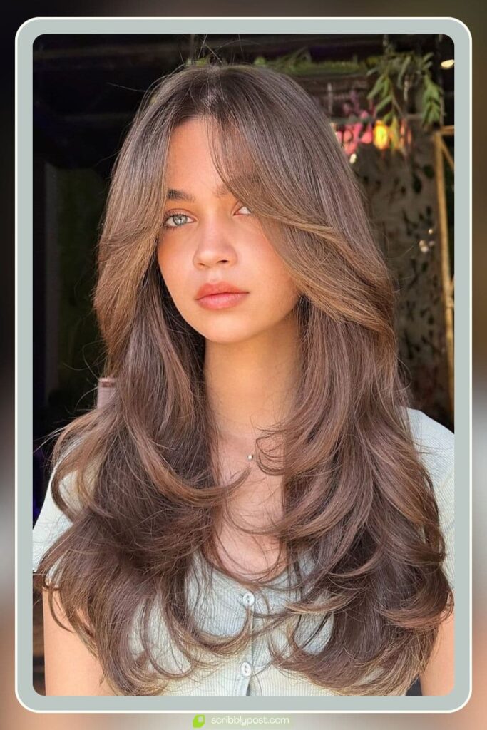 Butterfly Cut Medium Hair with Face-Framing Highlights
