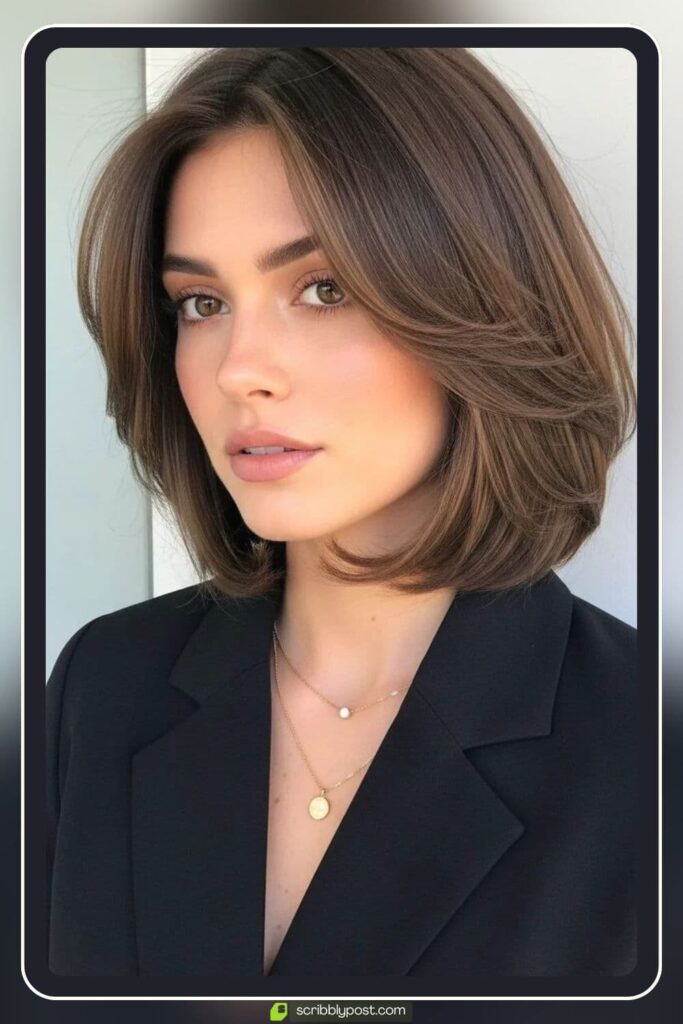 Butterfly Cut Short Hair at Chin Length