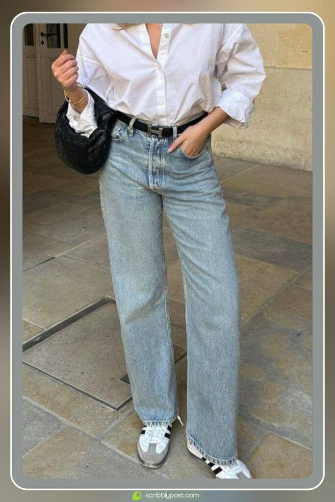 Button-Down Shirt and Straight-Leg Jeans