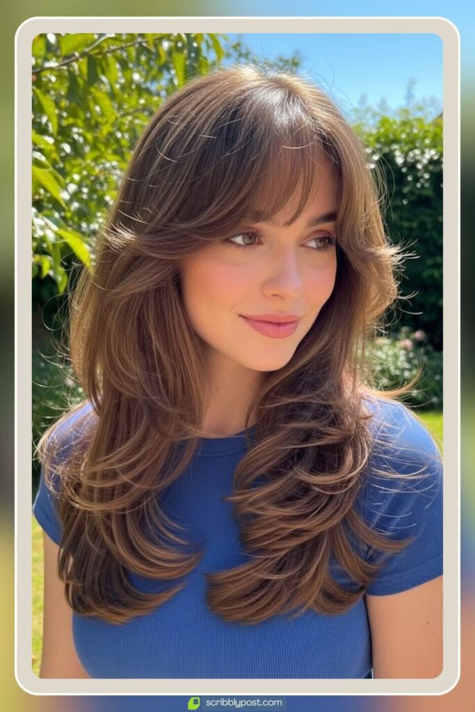 Curtain Bangs with Layers Long Hair and Color
