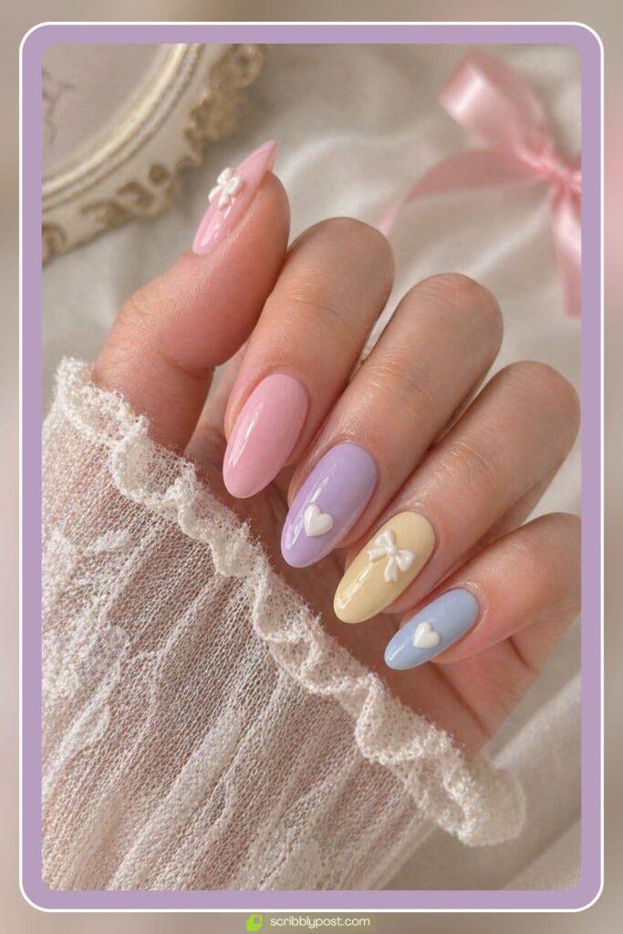 Cute Coquette Nails with Pastel Mix