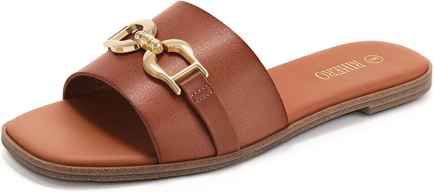 Embellished Flat Leather Sandals 