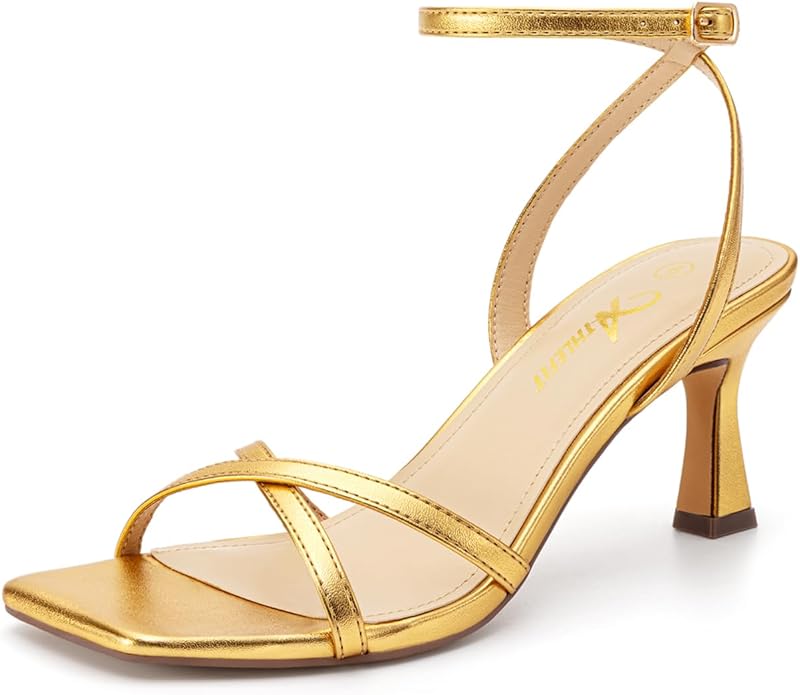 Gold Strappy Heeled Sandals 