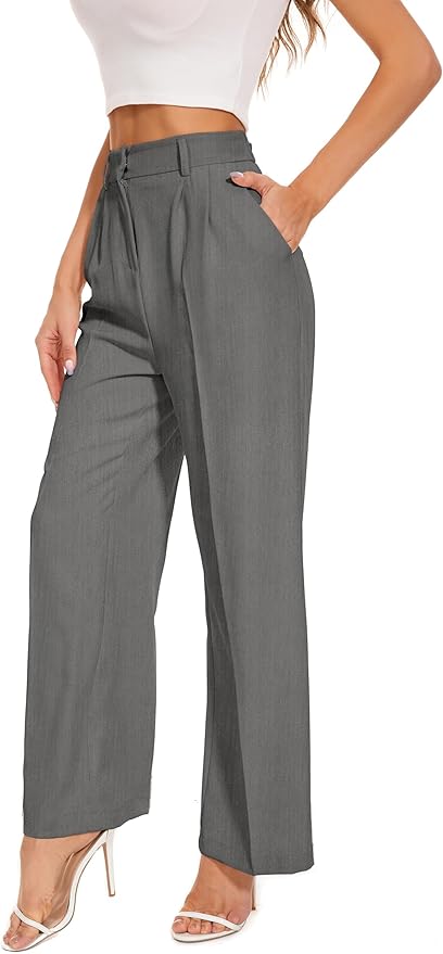 High-waisted Dark Grey Tailored Trousers