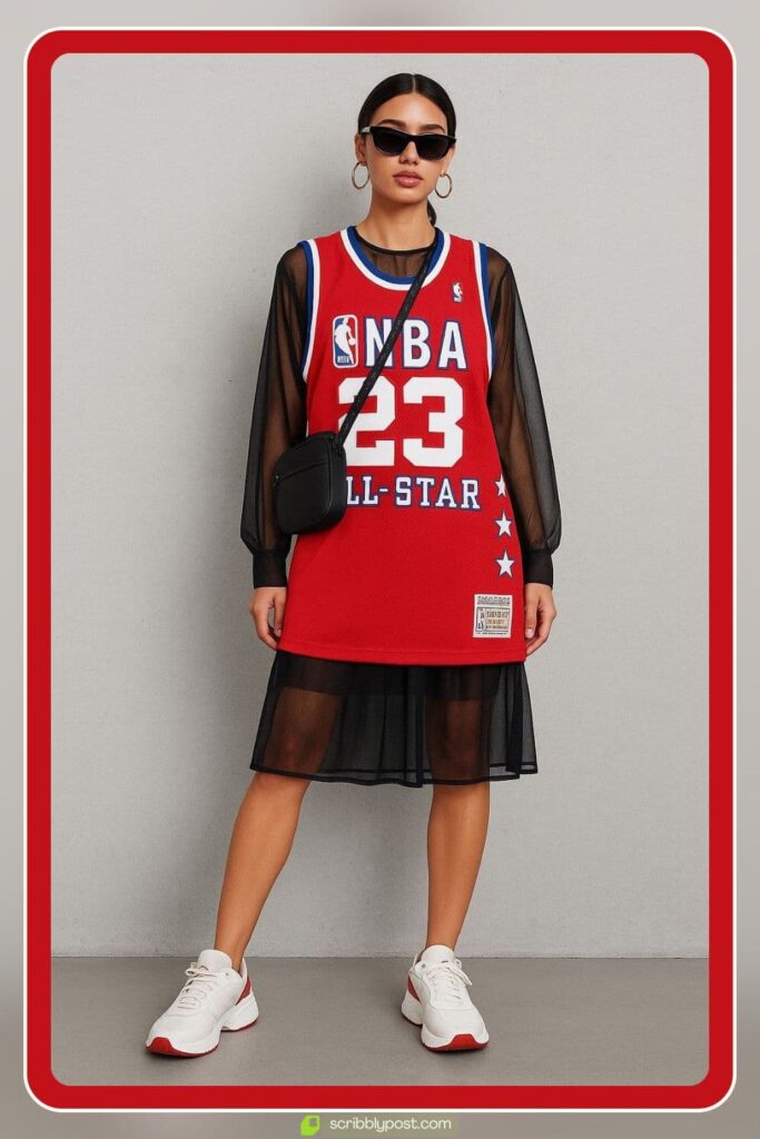 Jersey-Style Mini Dress and White Sneakers