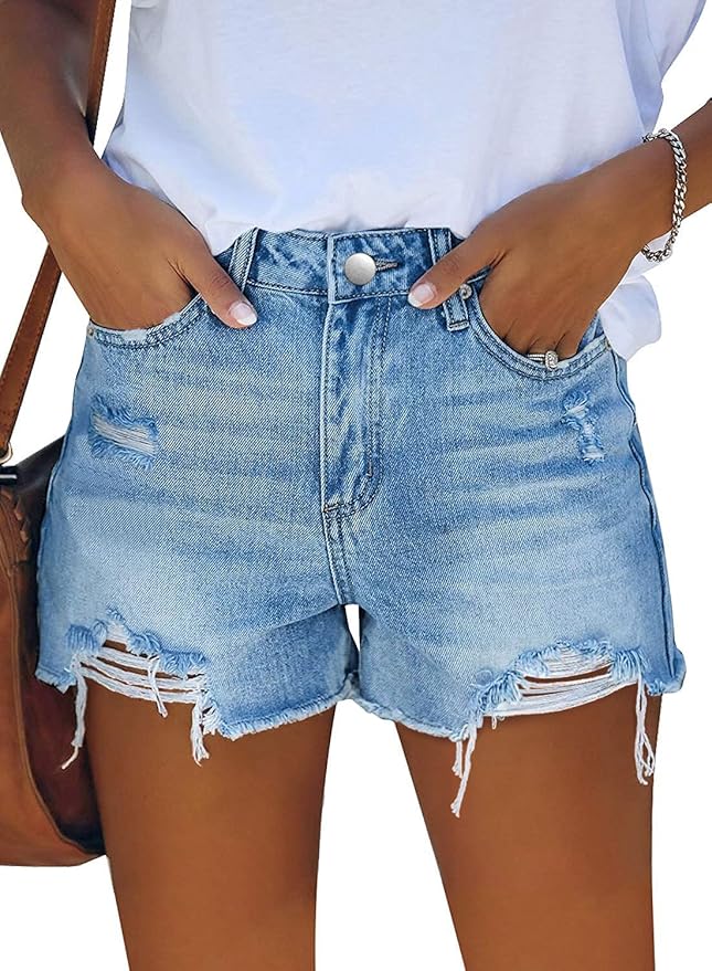 Light Wash Denim Cutoff Shorts